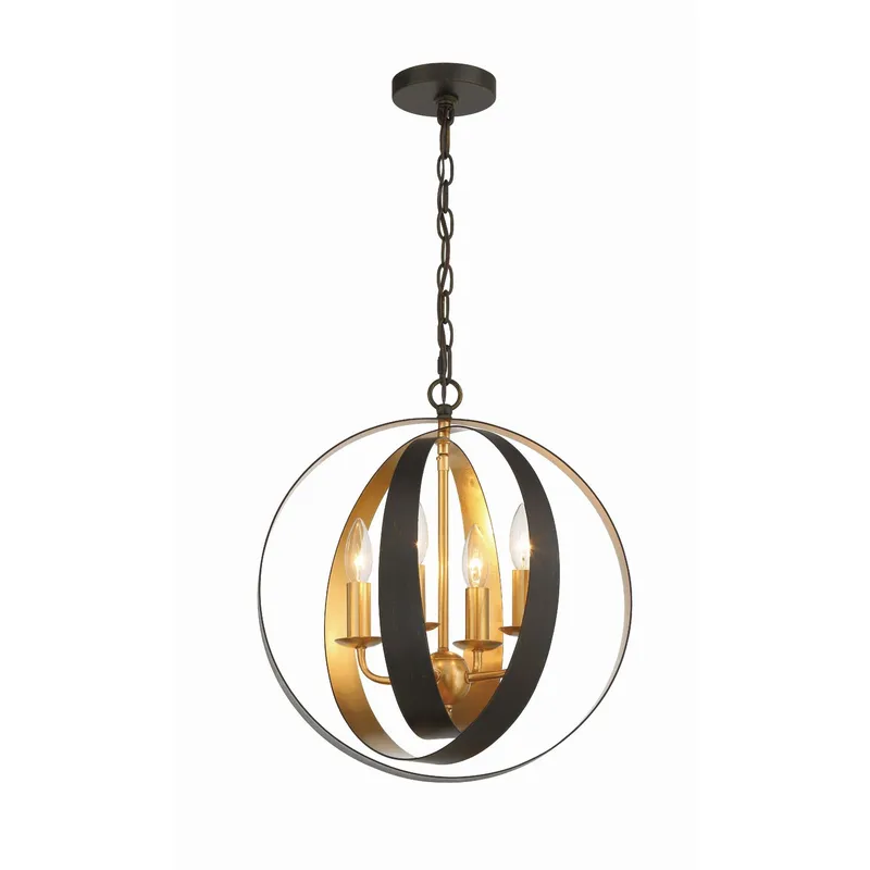 Luna 16'' English Bronze + Antique Gold Chandelier Bronze 16"W x 18"H x 16"D