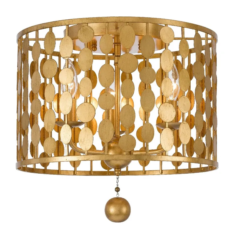 Layla 15'' Antique Gold Flush Mount Gold 15"W x 14"H x 15"D