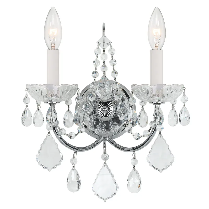 Imperial 12'' Hand Cut Crystal Polished Chrome Sconce Silver 12"W x 14"H x 5"D