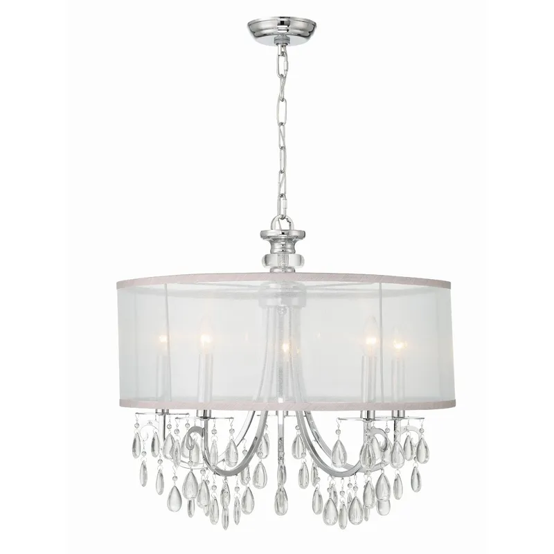 Hampton 24'' Drum Shade Polished Chrome Chandelier Silver 24"W x 23"H x 24"D