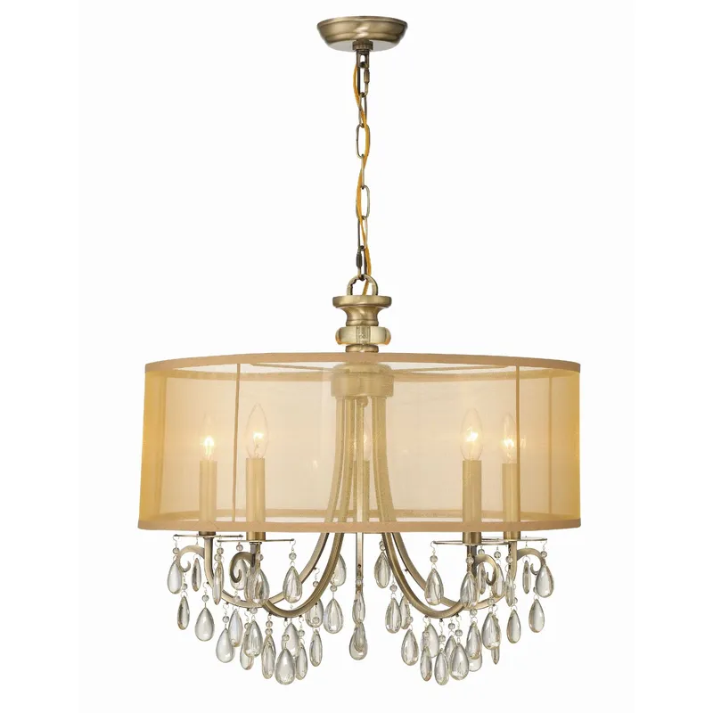 Hampton 24'' Drum Shade Antique Brass Chandelier Gold 24"W x 23"H x 24"D