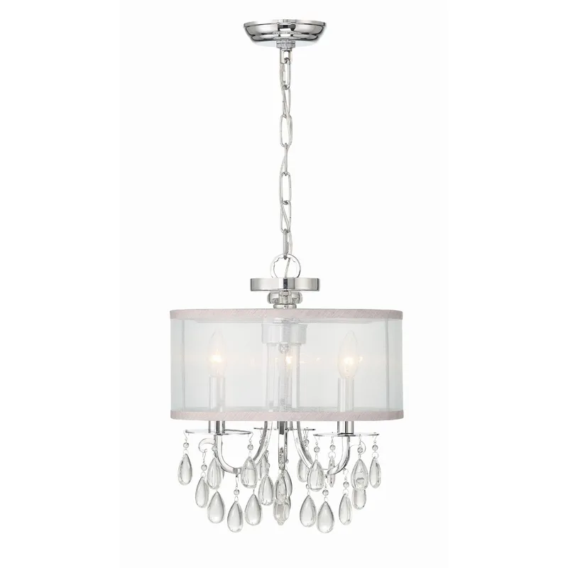 Hampton 14'' Drum Shade Polished Chrome Chandelier Silver 14"W x 17"H x 14"D