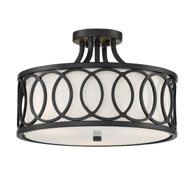 Libby Langdon Graham 15'' Matte Black Semi Flush Mount Black 15"W x 11"H x 15"D
