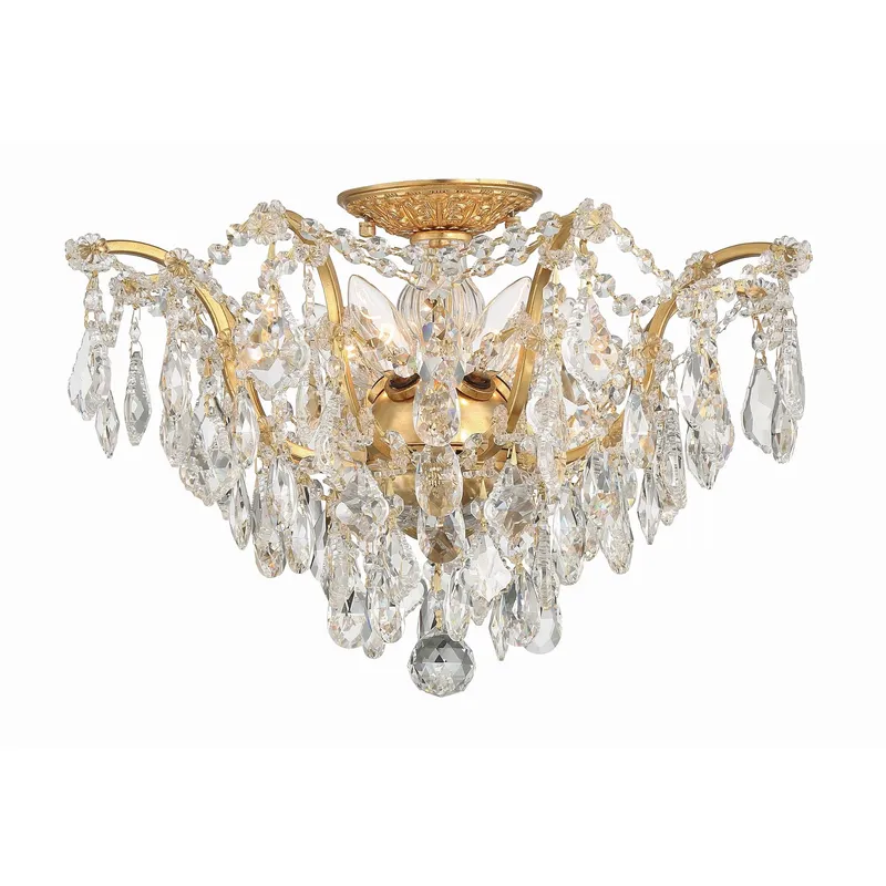Filmore 19'' Hand Cut Crystal Antique Gold Semi Flush Mount Gold 19"W x 11.5"H x 19"D
