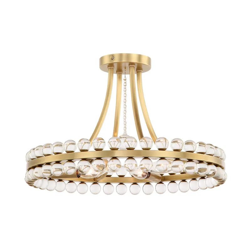 Clover 18.25'' Aged Brass Semi Flush Mount Gold 18.25"W x 12"H x 18.25"D