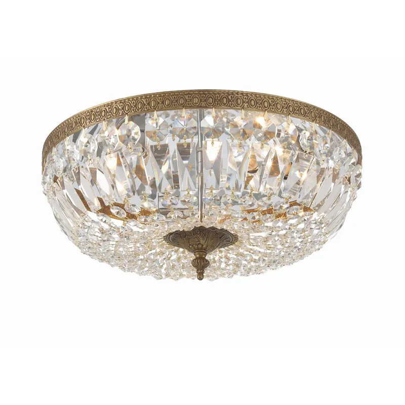 Waltham 16'' Clear Hand Cut Olde Brass Flush Mount Gold 16"W x 7"H x 16"D