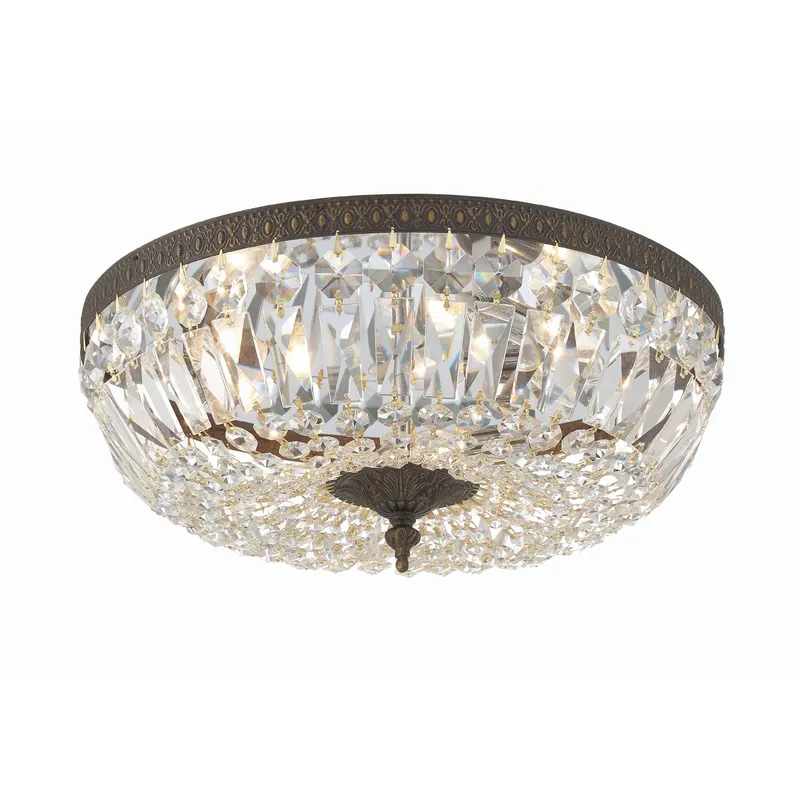 Waltham 16'' Clear Hand Cut English Bronze Flush Mount Bronze 16"W x 7"H x 16"D