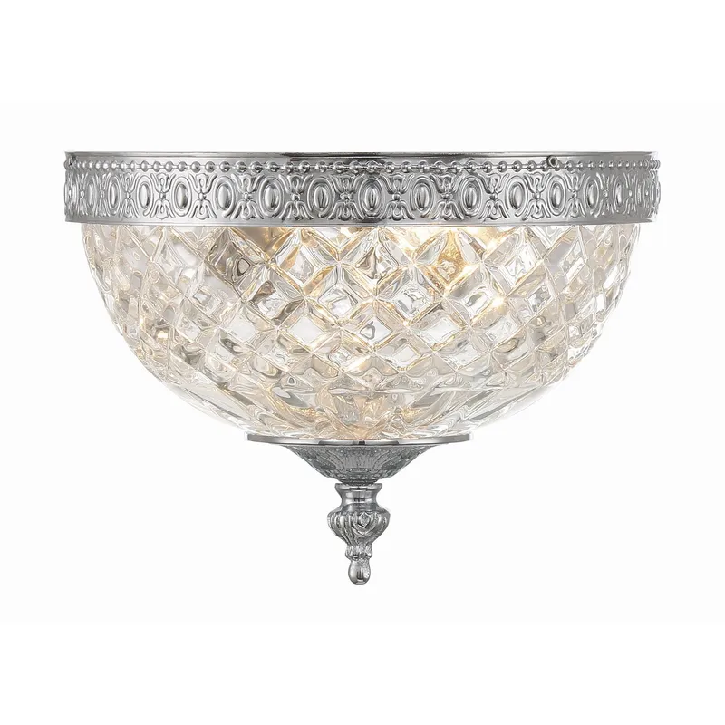 Radley 8'' Polished Chrome Faceted Cut Glass Bowl Flush Mount Silver 8"W x 6"H x 8"D
