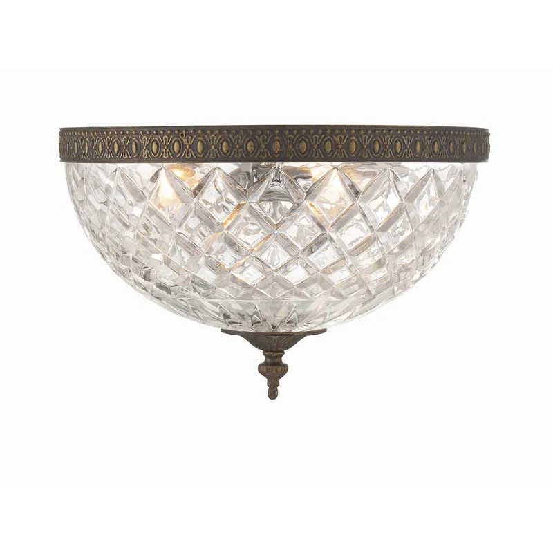 Radley 12'' English Bronze Faceted Cut Glass Bowl Flush Mount Bronze 12"W x 8"H x 12"D