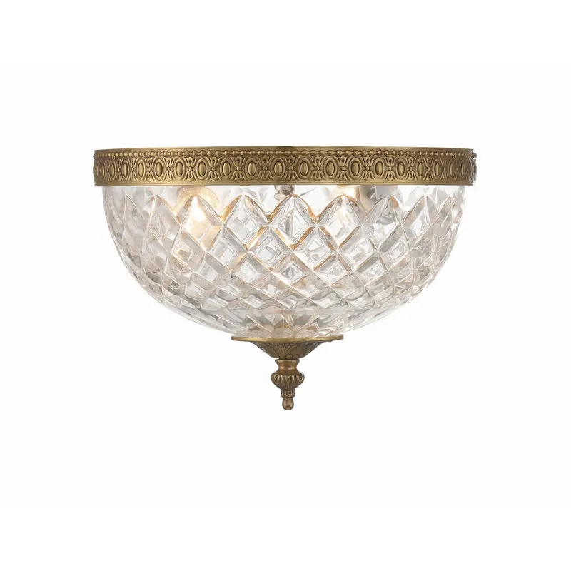Radley 10'' Olde Brass Faceted Cut Glass Bowl Flush Mount Gold 10"W x 7"H x 10"D