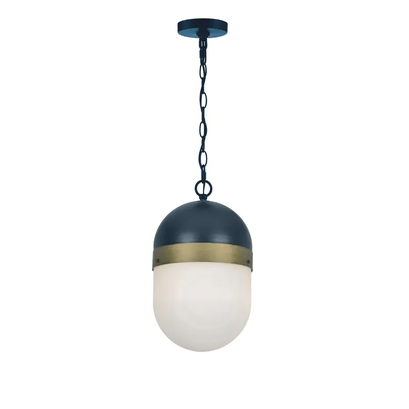 Brian Patrick Flynn Capsule 8'' Matte Black + Textured Gold Outdoor Pendant Black 8"W x 13.25"H x 8"D