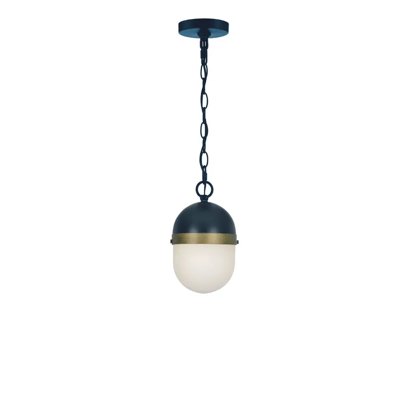 Brian Patrick Flynn Capsule 12.25'' Matte Black + Textured Gold Outdoor Pendant Black 12.25"W x 21"H x 12.25"D