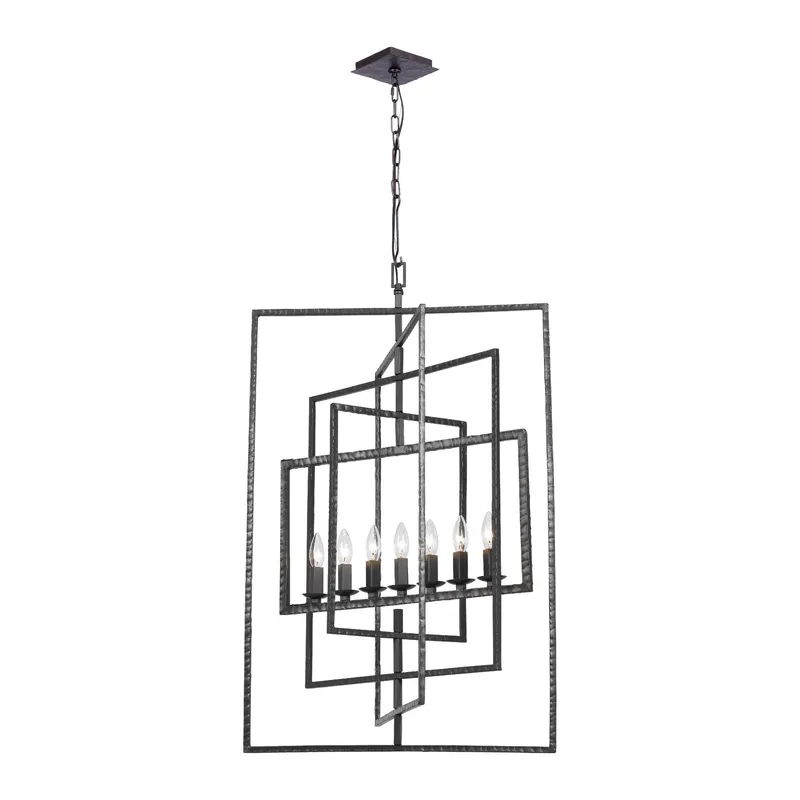 Capri 24'' Raw Steel Chandelier Bronze 24"W x 38"H x 24"D