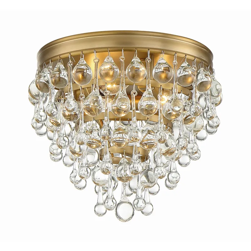 Calypso 10.5'' Crystal Teardrop Vibrant Gold Flush Mount Gold 10.5"W x 9.5"H x 10.5"D