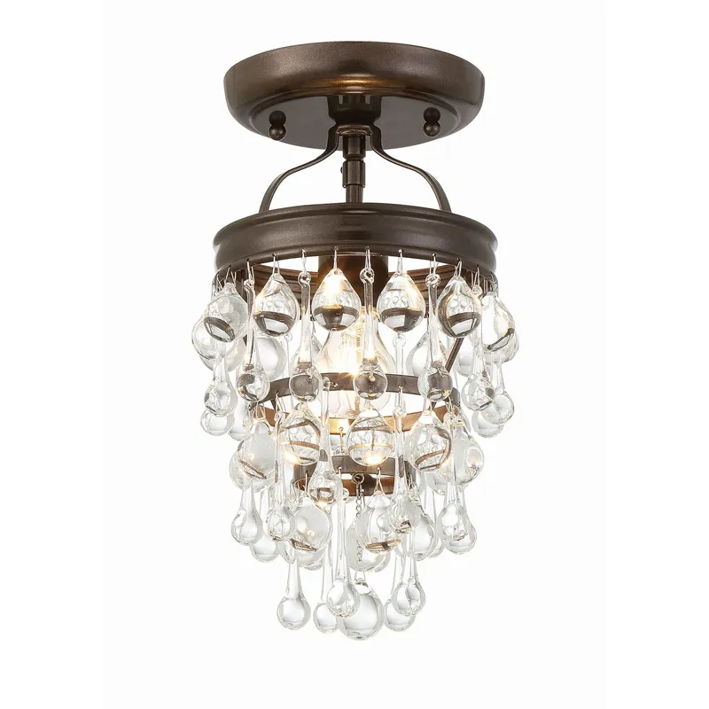 Calypso 7.25'' Crystal Teardrop Vibrant Bronze Semi Flush Mount Bronze 7.25"W x 13"H x 7.25"D
