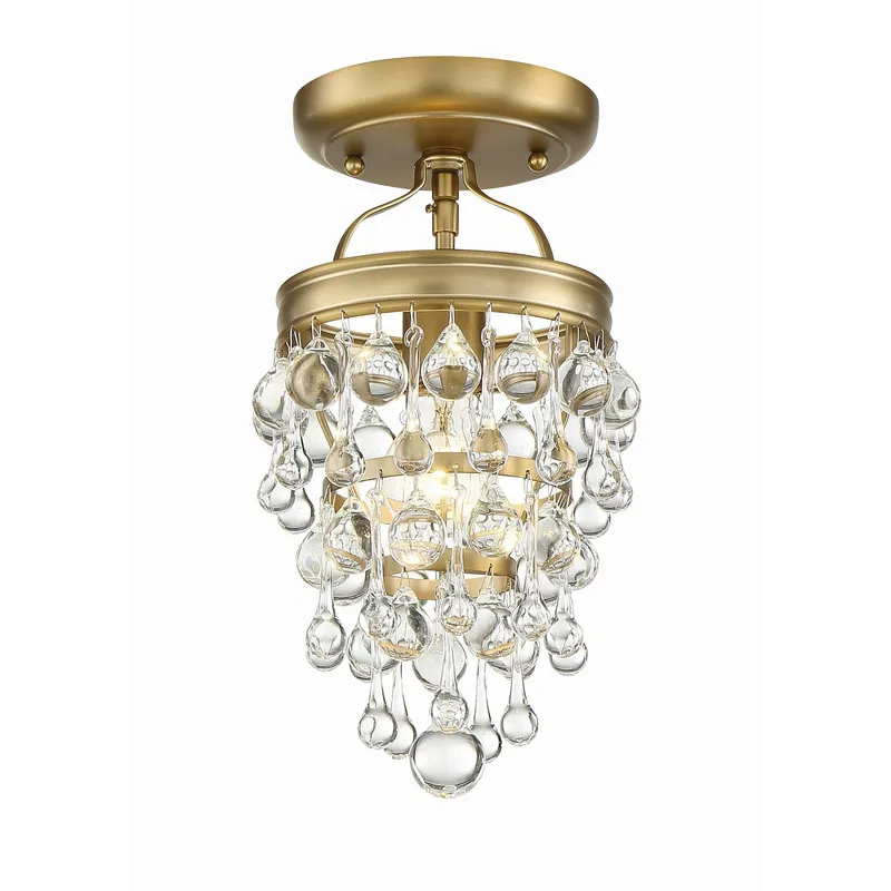 Calypso 7.25'' Crystal Teardrop Vibrant Gold Semi Flush Mount Gold 7.25"W x 13"H x 7.25"D