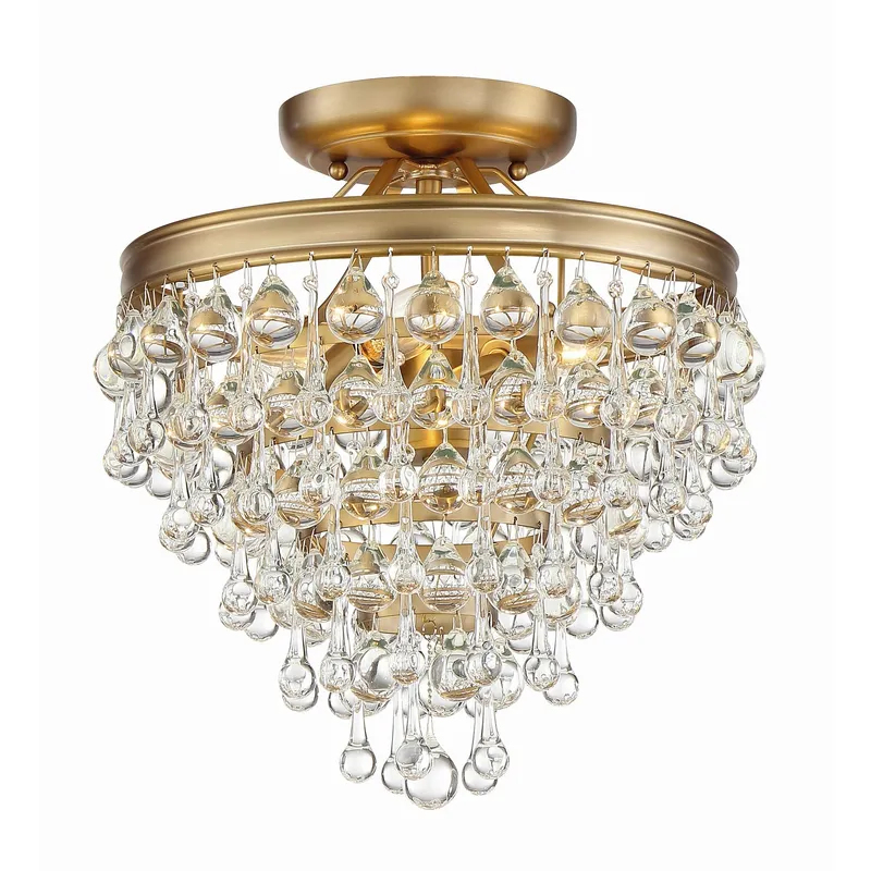 Calypso 13'' Crystal Teardrop Vibrant Gold Semi Flush Mount Gold 13"W x 14"H x 13"D