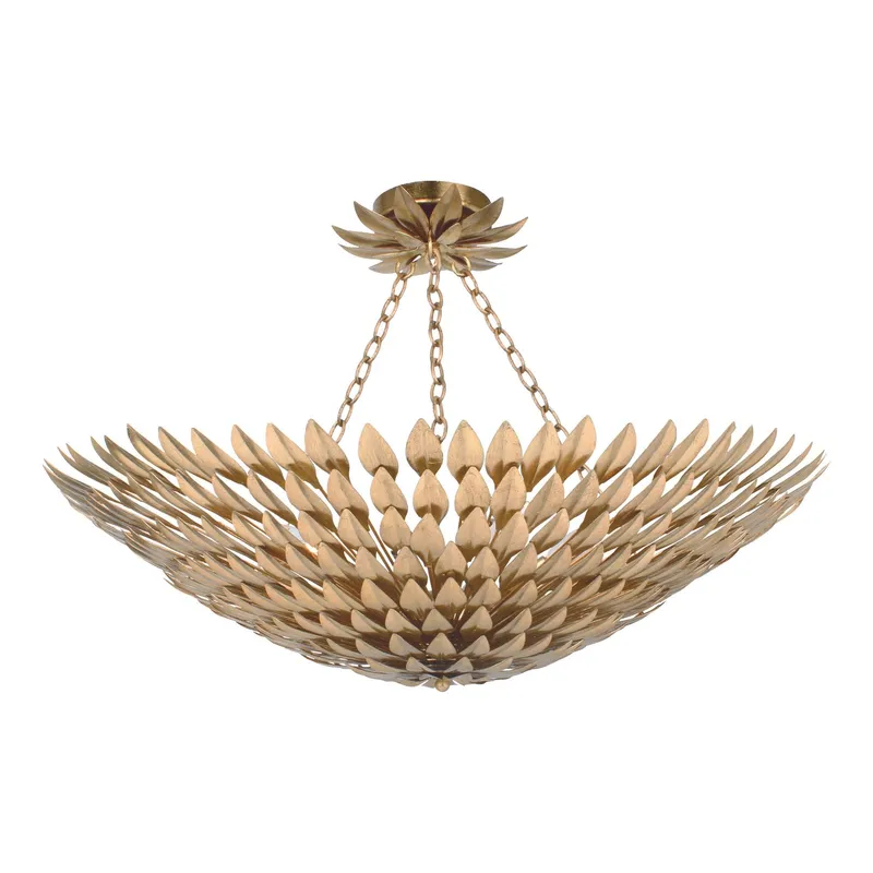 Broche 30'' Antique Gold Semi Flush Mount Gold 30"W x 12"H x 30"D