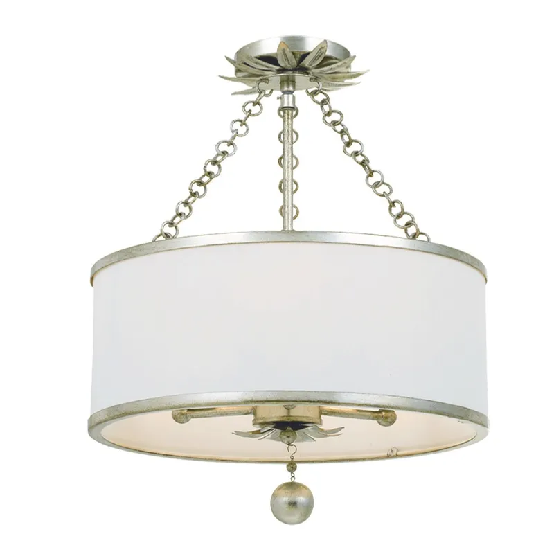 Broche 14'' Antique Silver Semi Flush Mount Silver 14"W x 20"H x 14"D