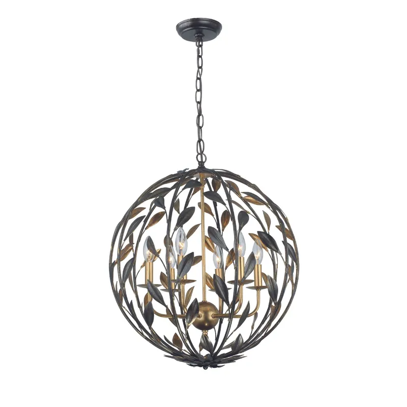 Broche 21'' English Bronze + Antique Gold Chandelier Bronze 21"W x 24.5"H x 21"D