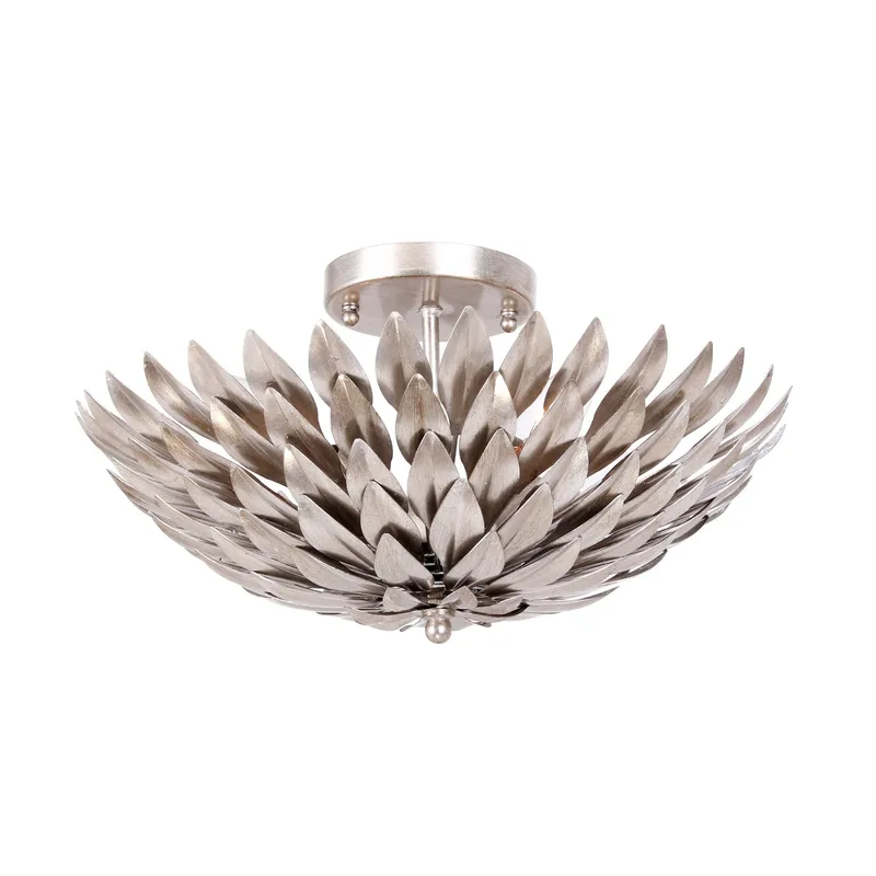 Broche 16'' Antique Silver Semi Flush Mount Silver 16"W x 8.25"H x 16"D