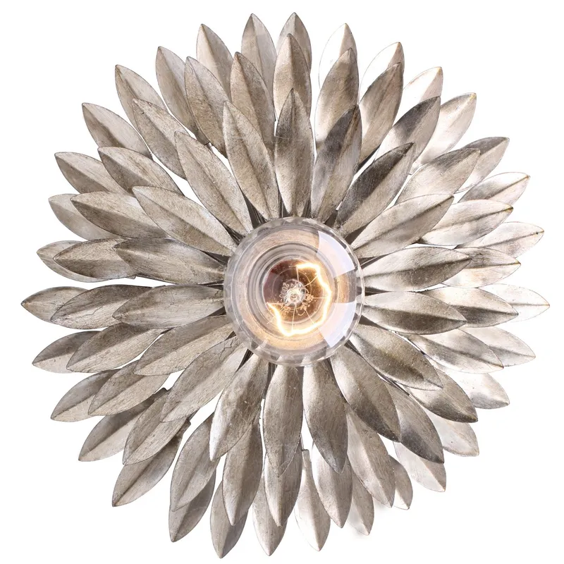Broche 11'' Antique Silver Flush Mount Silver 11"W x 3.5"H x 11"D