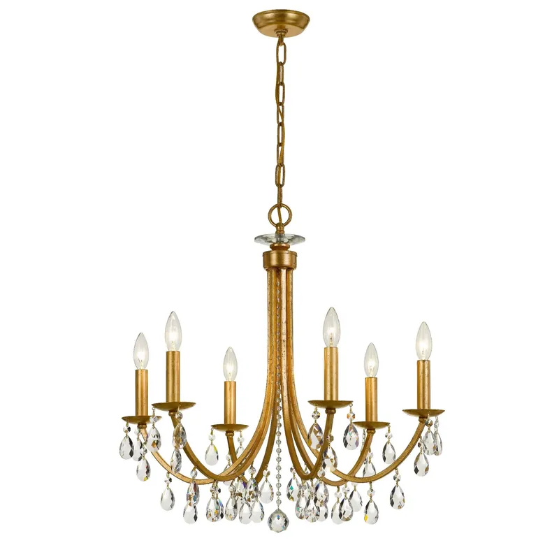 Bridgehampton 26'' Hand Cut Crystal Antique Gold Chandelier Gold 26"W x 26"H x 26"D