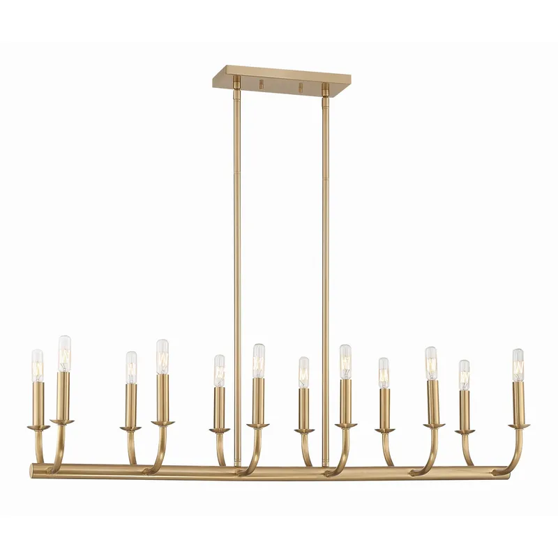 Bailey 42'' Aged Brass Linear Chandelier Gold 42"W x 8.25"H x 12.5"D