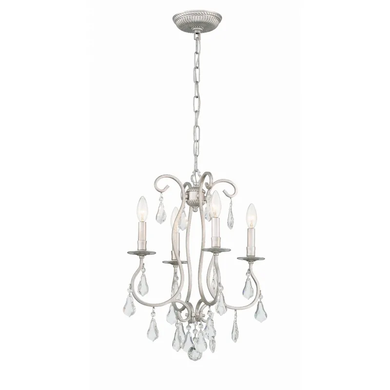 Ashton 16'' Hand Cut Crystal Olde Silver Chandelier Silver 16"W x 20.5"H x 16"D