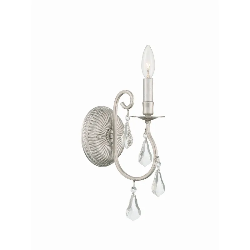 Ashton 5.5'' Hand Cut Crystal Olde Silver Sconce Silver 5.5"W x 12.5"H x 7"D