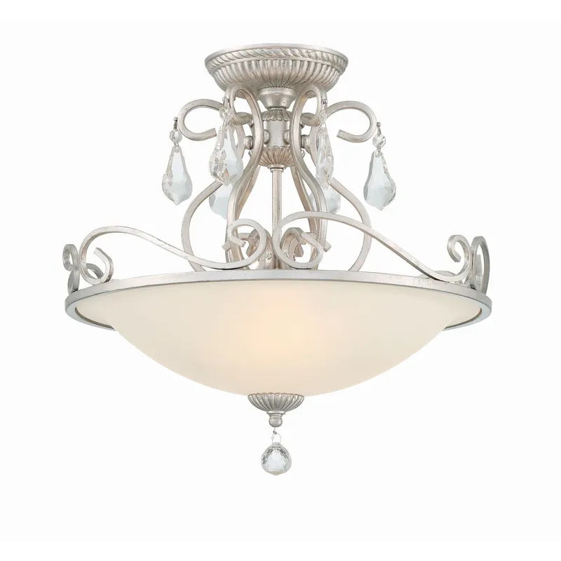 Ashton 16.5'' Hand Cut Crystal Olde Silver Semi Flush Mount Silver 16.5"W x 16.25"H x 16.5"D