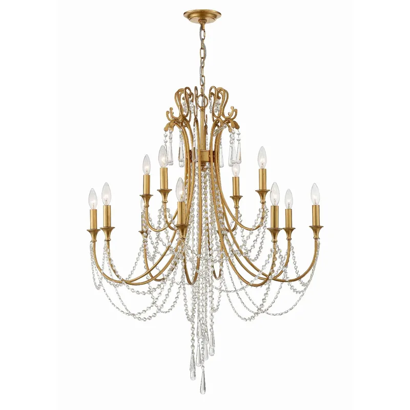 Arcadia 32.5'' Antique Gold Chandelier Gold 32.5"W x 41.5"H x 32.5"D