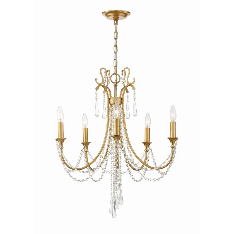 Arcadia 23.5'' Antique Gold Chandelier Gold 23.5"W x 28.5"H x 23.5"D