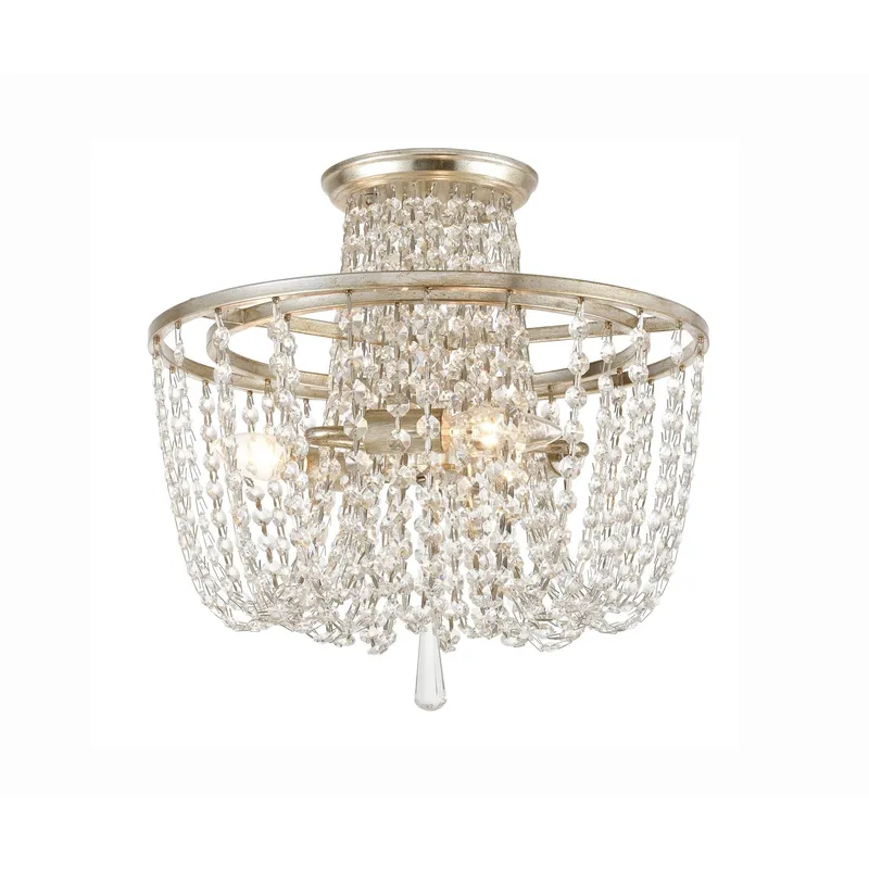 Arcadia 15'' Antique Silver Semi Flush Mount Silver 15"W x 14"H x 15"D