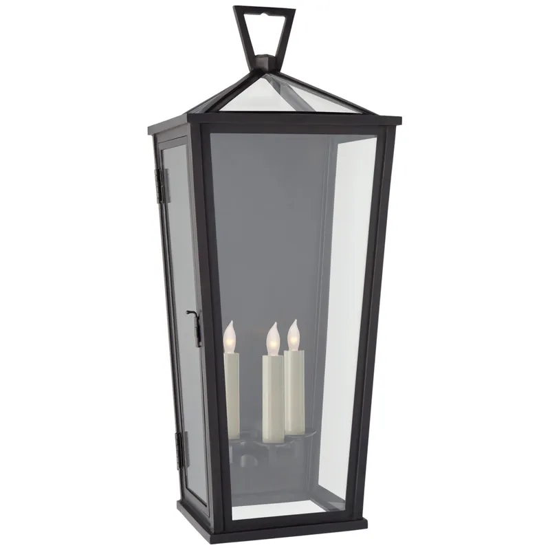Chapman & Myers Darlana Large Tall 3/4 Wall Lantern in Bronze with Clear Glass Outdoor Lighting W11.5" x H27.75"