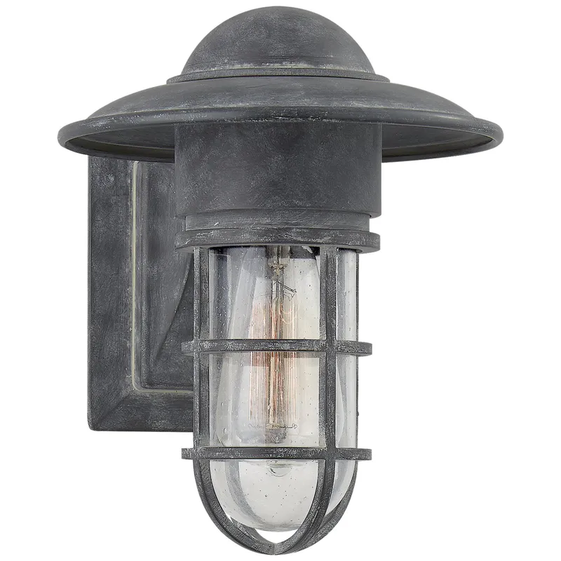 Chapman & Myers Marine Indoor/Outdoor Wall Light in Weathered Zinc with Seeded Glass Outdoor Lighting W8.5" x H10.5"