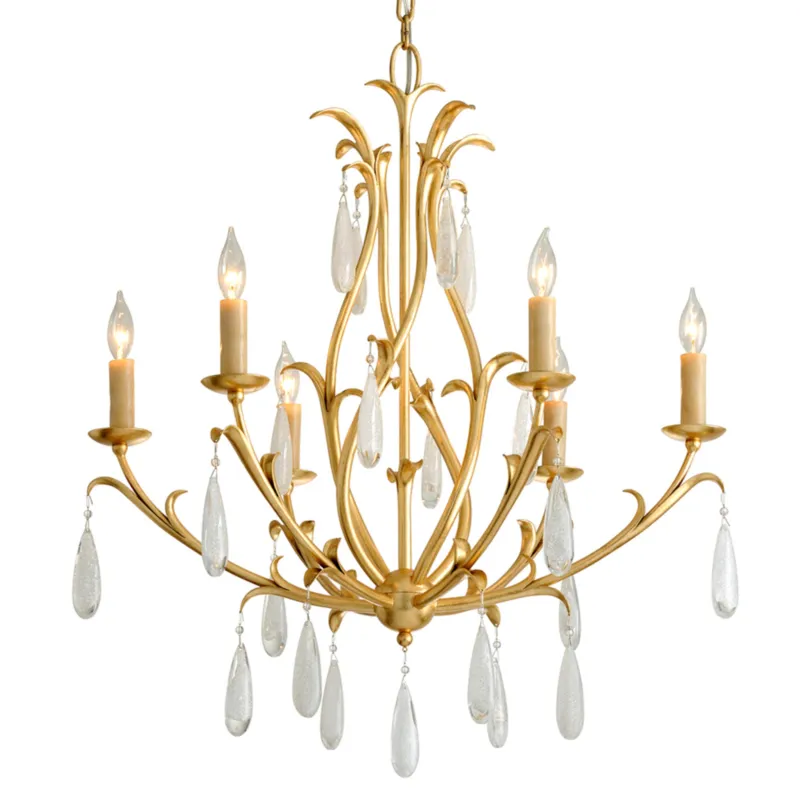 Prosecco 6-Light Chandelier in Gold Leaf 31W x 35.5H
