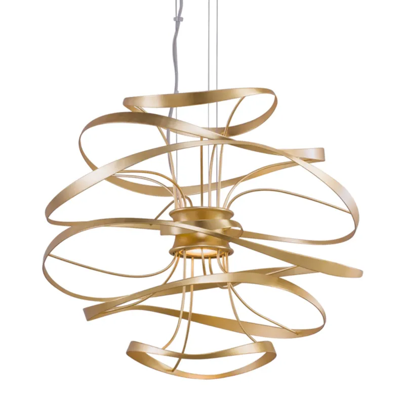 Calligraphy 2-Light Chandelier in Gold Leaf 26W x 24H