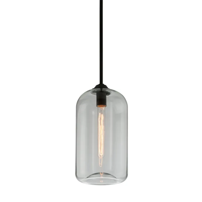 District 1-Light Pendant in Soft Black 8W x 15.75H (F5561-SBK)