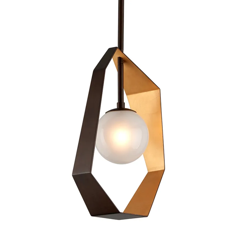 Origami 1-Light Pendant in Bronze With Gold Leaf 6L x 11.75W x 24H
