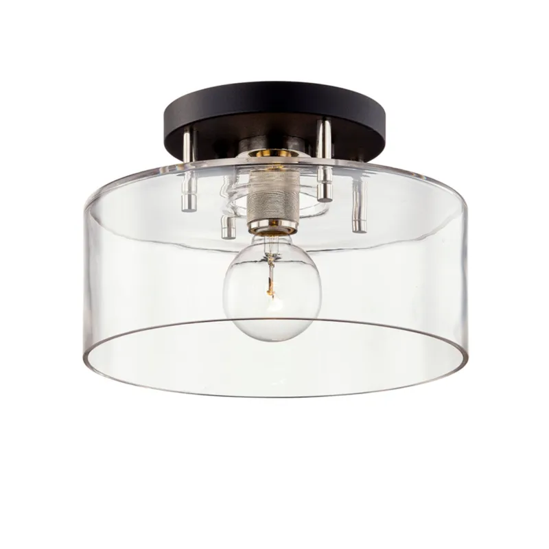Bergamot Station 1-Light Semi Flush in Texture Black 12.25W x 8H