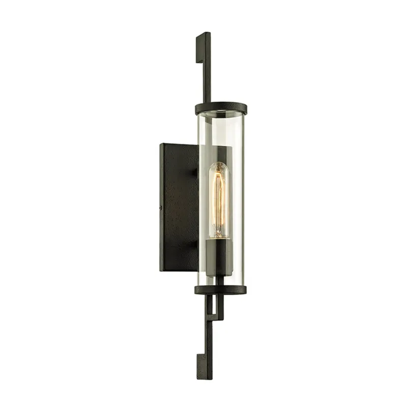 Park Slope 1-Light Exterior Wall Sconce in Forged Iron 4.5W x 21H