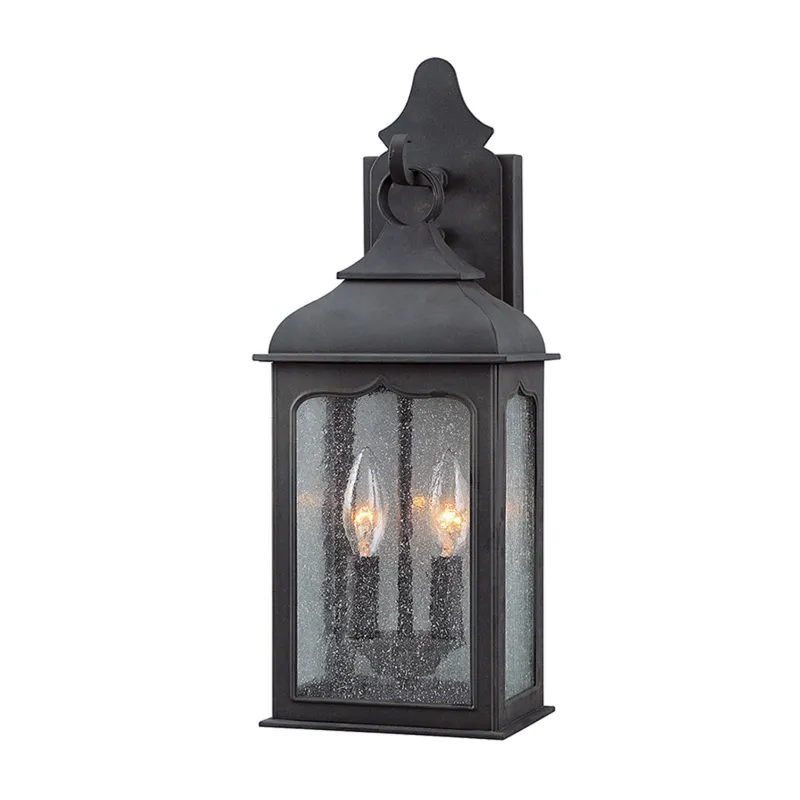 Henry Street 2-Light Exterior Wall Sconce in Textured Bronze 7.25W x 18.5H
