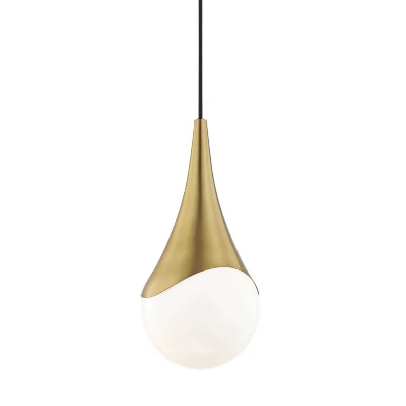 Ariana 1-Light Pendant in Aged Brass 7.5W x 16H