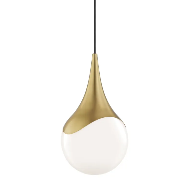 Ariana 1-Light Pendant in Aged Brass 10.5W x 19.25H