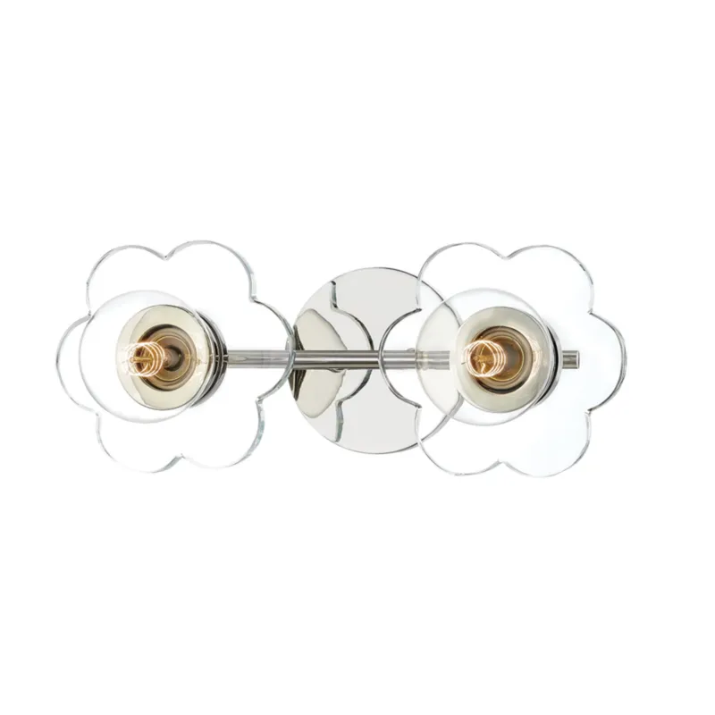 Alexa 2-Light Bath and Vanity in Polished Nickel 14.25W x 6H
