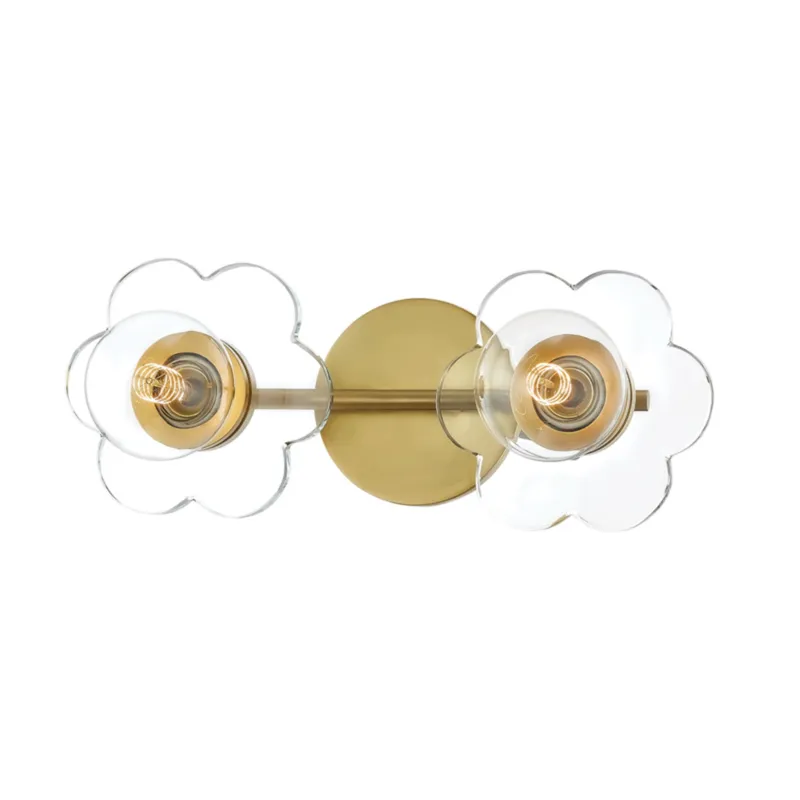 Alexa 2-Light Bath and Vanity in Aged Brass 14.25W x 6H