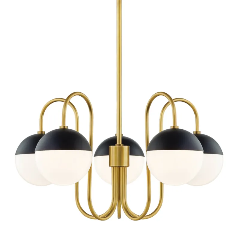 Renee 5-Light Chandelier in Aged Brass 28W x 15.5H