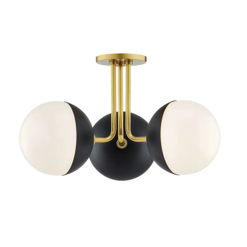 Renee 3-Light Semi Flush in Aged Brass 19.75W x 11H