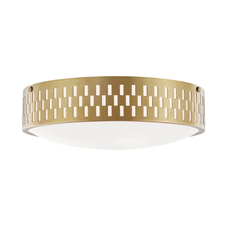 Phoebe 3-Light Flush Mount in Aged Brass 14W x 4.5H